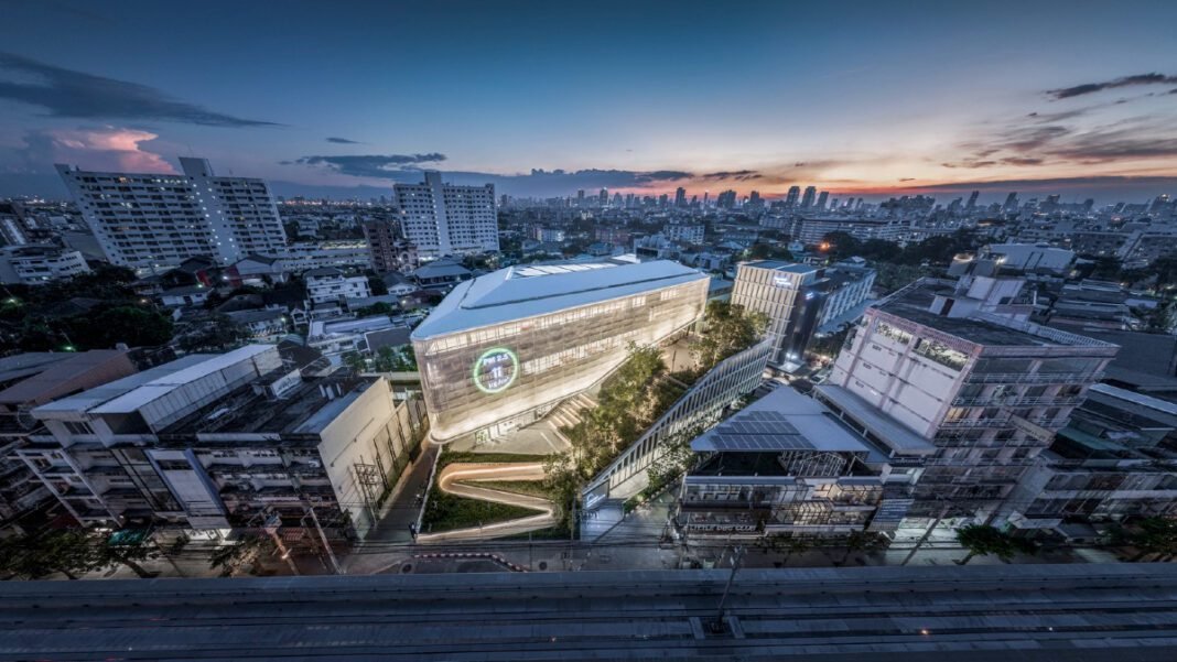 Council of Engineers Headquarters_ A Sustainable Innovation Hub Council of Engineers Headquarters, Thailand, Architectural achievement, Modern architecture, Engineering innovation, Sustainable design, Energy efficiency, Perforated aluminium facade, Urban aesthetics